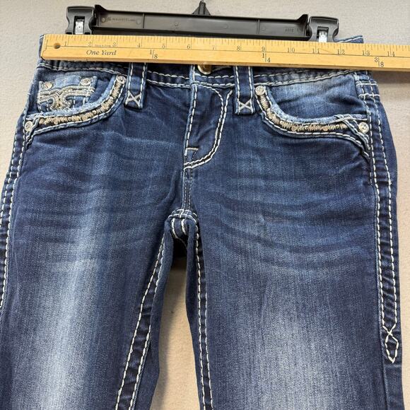 Rock Revival Jeans Women's 25 (2) Dark Blue Silana Embellished Western Bling - Picture 12 of 16